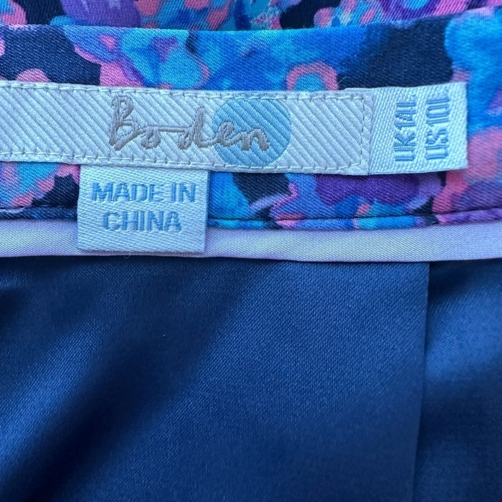 Boden Blue Multi Floral Silky Pencil Skirt Size 10L - Picture 2 of 11